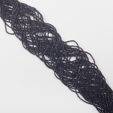 Czarny turmalin kulka fasetowana 2mm - na sznurze