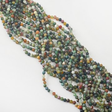 Agat indyjski kulka fasetowana 4mm - na sznurze