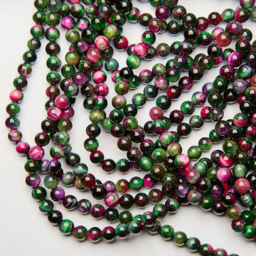 Tygrysie oko kulka gładka zielonoróżowa 6,5mm