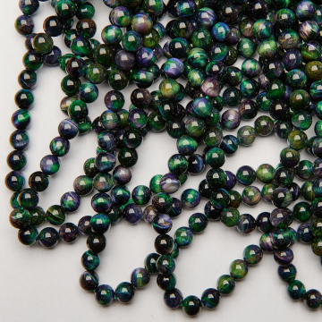 Tygrysie oko kulka gładka zielono-fioletowa 8,5mm