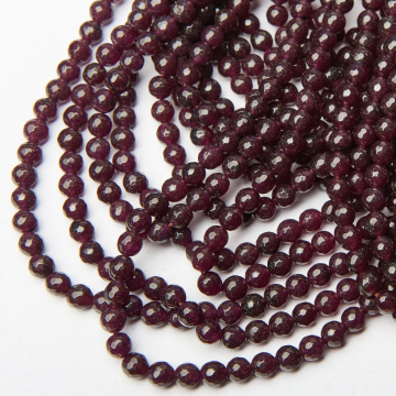 Jadeit kulka fasetowana ciemny fiolet 6mm