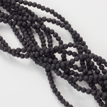 Lawa czarna matowa kulka 4,5mm - na sznurze