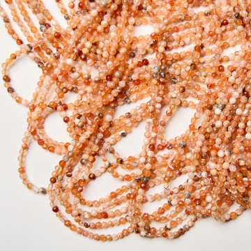 Agat ognisty kulka fasetowana 3mm