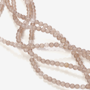 Agat kulka gładka szara 4mm - na sznurze