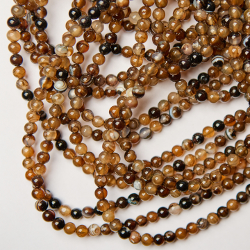 Agat kulka gładka szarobrązowa 6mm