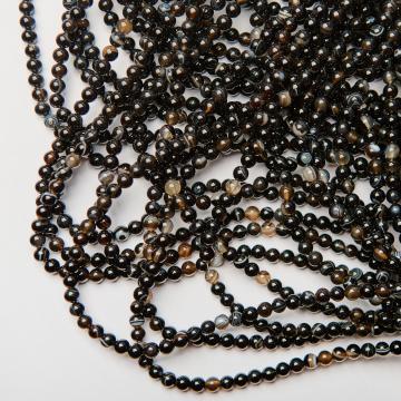 Czarny agat kulka pasiasta gładka 6mm