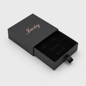 Pudełka ozdobne wysuwane czarne z napisem "Jewelry" 9x9cm