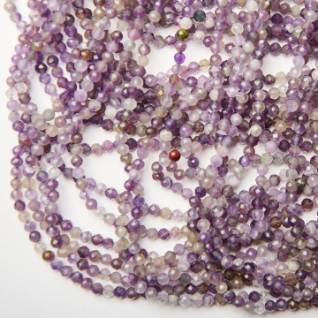 Ametyst kulka fasetowana 4mm - na sznurze