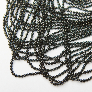 Czarny turmalin kulka fasetowana 3mm - na sznurze