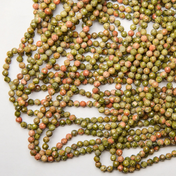 Unakit kulka fasetowana 4mm - na sznurze