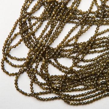 Złoty obsydian kulka fasetowana 3mm - na sznurze