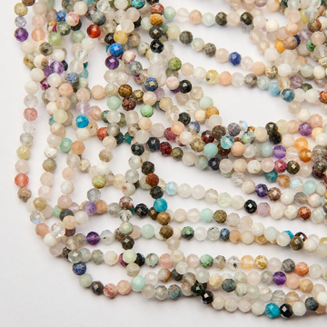 Mix kamieni kulka fasetowana 4mm - na sznurze