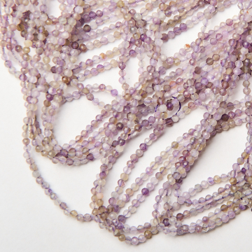 Ametyst kulka fasetowana 2mm - na sznurze
