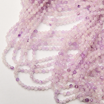 Ametyst lawendowy kulka fasetowana 4mm - na sznurze