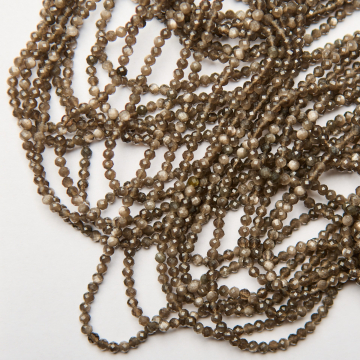 Srebrny obsydian kulka fasetowana 3mm - na sznurze