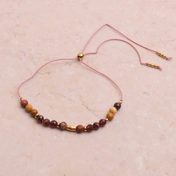 Bransoletka "5" handmade z granatem i jaspisem mokait
