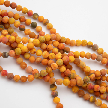 Agat ognisty kulka matowa gładka 8mm