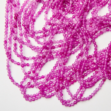 Agat fuksjowy kulka fasetowana 3mm - na sznurze