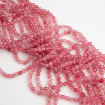 Agat różowy kulka fasetowana 3,5mm