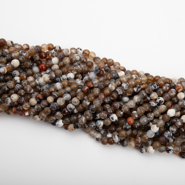 Agat kulka fasetowana brązowy 6mm