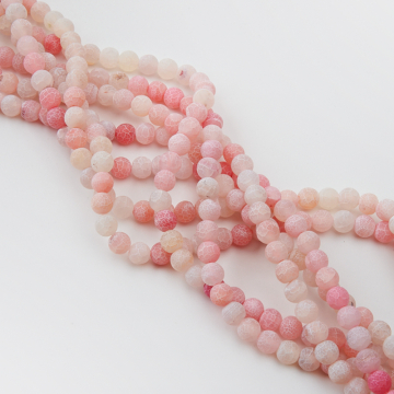 Agat kulka kwasowana matowa różowa 8mm