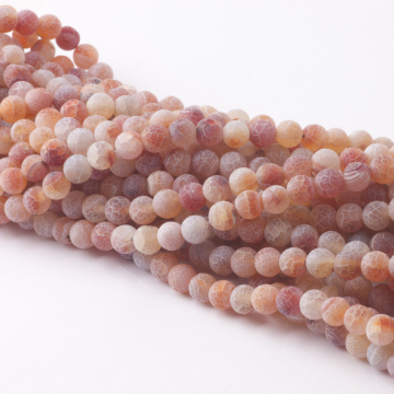 Agat kulka kwasowana matowa brzoskwiniowa 8mm