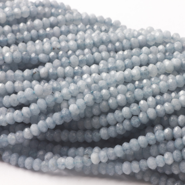 Jadeit oponka fasetowana błękitna 4x2mm - na sznury