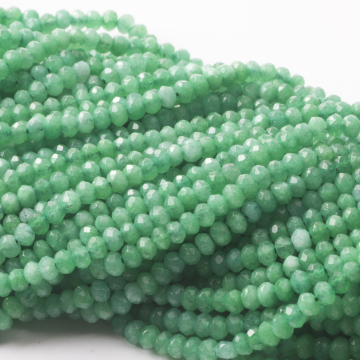 Jadeit oponka fasetowana zielona 4x2mm