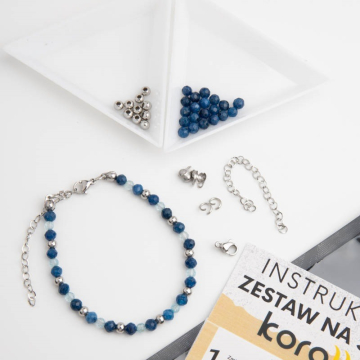 Zestaw do samodzielnego wykonania bransoletki na lince japońskiej, dodatki ze stali chirurgicznej w kolorze srebrnym