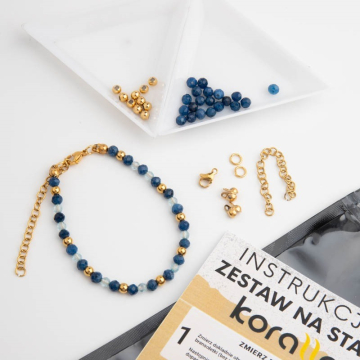 Zestaw do samodzielnego wykonania bransoletki na lince japońskiej, dodatki ze stali chirurgicznej w kolorze złotym