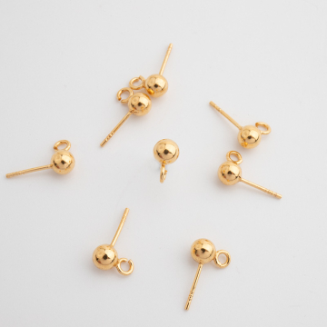 Srebrne sztyfty z kulką, próba AG925 pozłacane 5mm