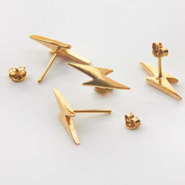 Srebrne kolczyki pioruny AG925 pozłacane 18x5mm