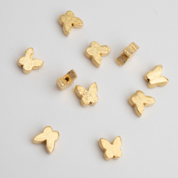 Srebrny koralik motylek satynowy AG925 pozłacany 6mm