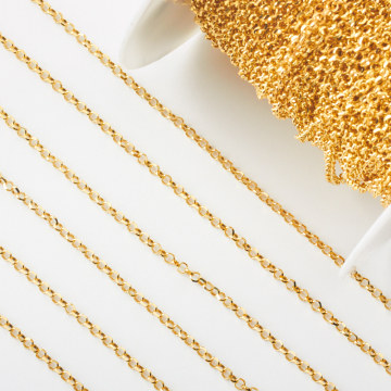 Srebrny łańcuszek rolo diamentowany, pozłacany AG925 2mm