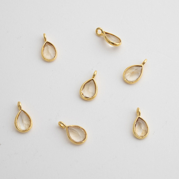 Cytryn łezka fasetowana w okuciu zawieszka AG925 pozłacana 6,5x4,5mm