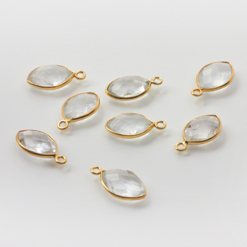 Zawieszka kryształ górski fasetowane wrzeciono w okuciu AG925 pozłacane 12x8mm