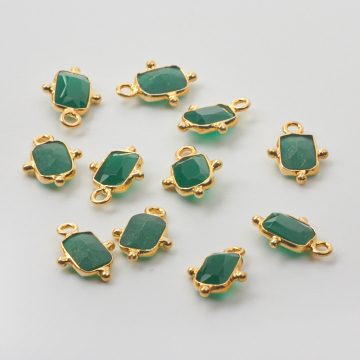 Zawieszka zielony onyks prostokąt w okuciu AG925 pozłacany 6x4mm