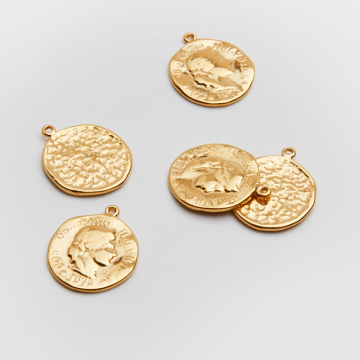 Srebrna moneta antyczna zawieszka pozłacana 16mm