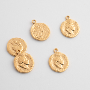 Srebrna moneta antyczna mała zawieszka pozłacana 11mm