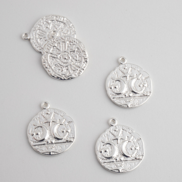 Srebrna zawieszka z księżycami moneta AG925 16,5mm