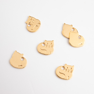 Srebrna zawieszka do bransoletek kotek AG925 pozłacana 13x10.5mm