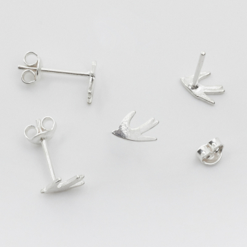 Kolczyki jaskółki srebrne 8 mm