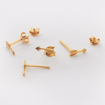 Srebrne kolczyki strzały AG925 pozłacane 9mm