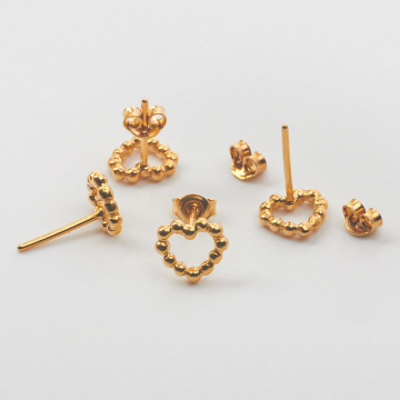 Srebrne kolczyki serca AG925 pozłacane 8mm