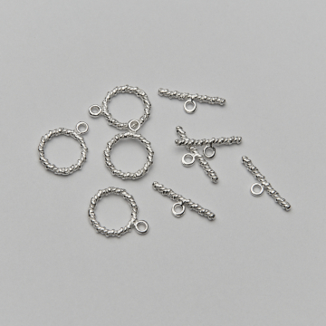 Srebrne zapięcie toggle skręcane liny AG925 11,5mm