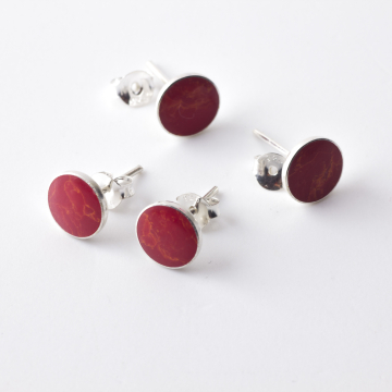Srebrne kolczyki z czerwonym koralem AG925 6,5mm