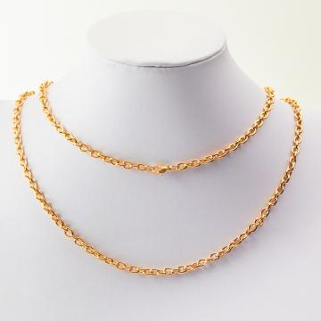 Łańcuch ze stali chirurgicznej owal z zapięciem w kolorze złotym 53cm PVD