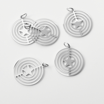 Zawieszka ze stali chirurgicznej mini gwiazdka w kółkach do naszyjników w kolorze srebrnym 22mm