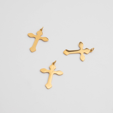 Zawieszka ze stali chirurgicznej krzyż w kolorze złotym 25mm