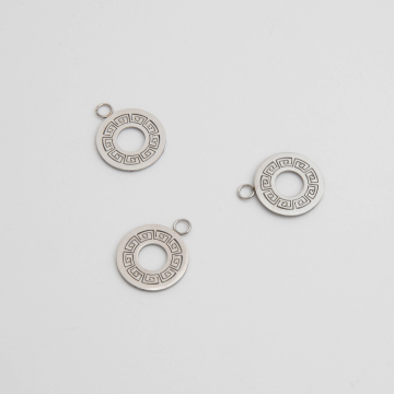 Zawieszka ze stali chirurgicznej rozeta w stylu greckim w kolorze srebrnym 15mm